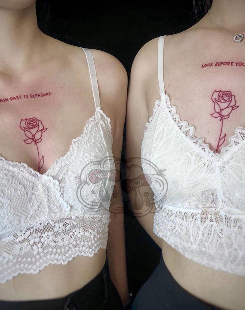 红色纹身图片_胸部纹身图案