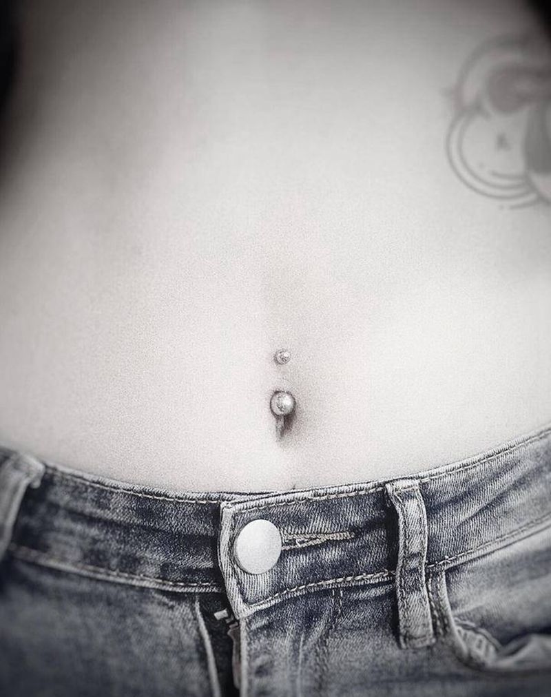 脐钉舌钉唇钉穿孔纹身图片_穿孔纹身图案