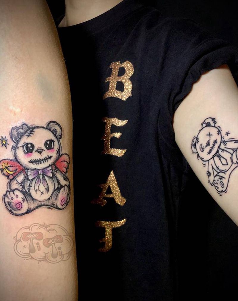 原创小熊纹身图片_手臂纹身图案