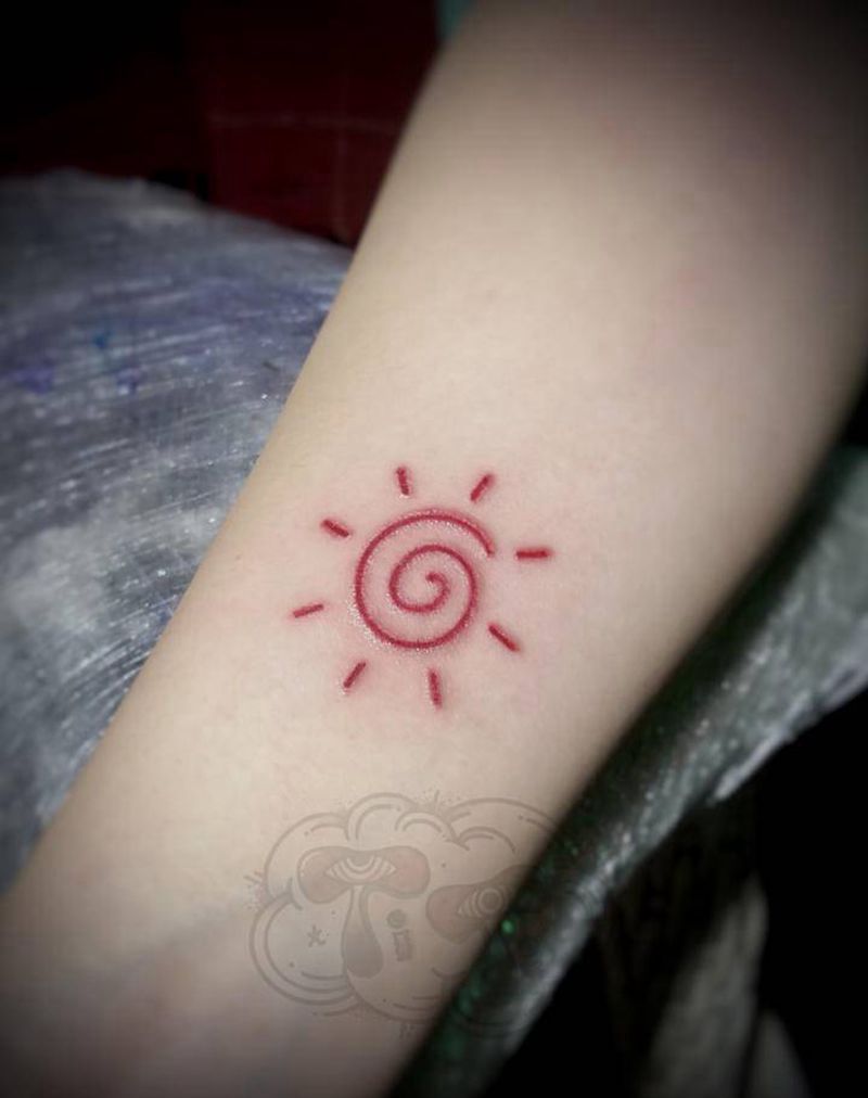 小红太阳纹身图片_手臂纹身图案