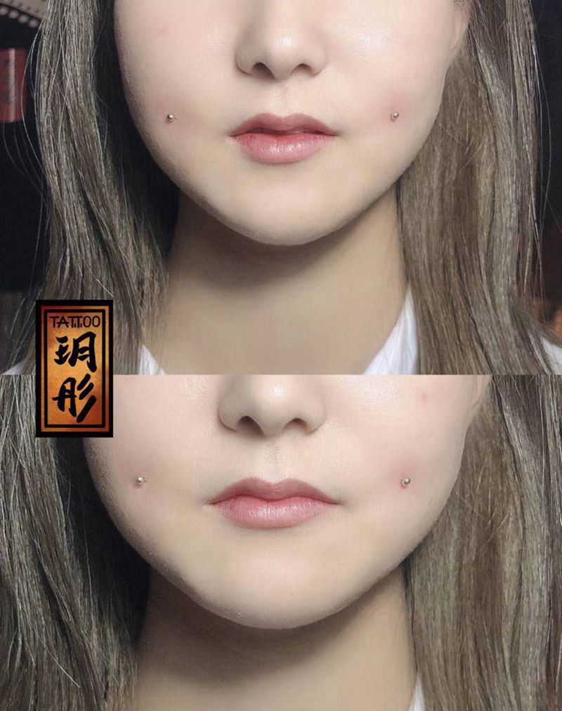 酒窝钉纹身图片_穿孔纹身图案