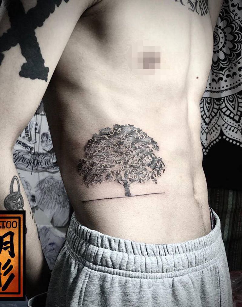 自带图纹身图片_腹部腰部纹身图案