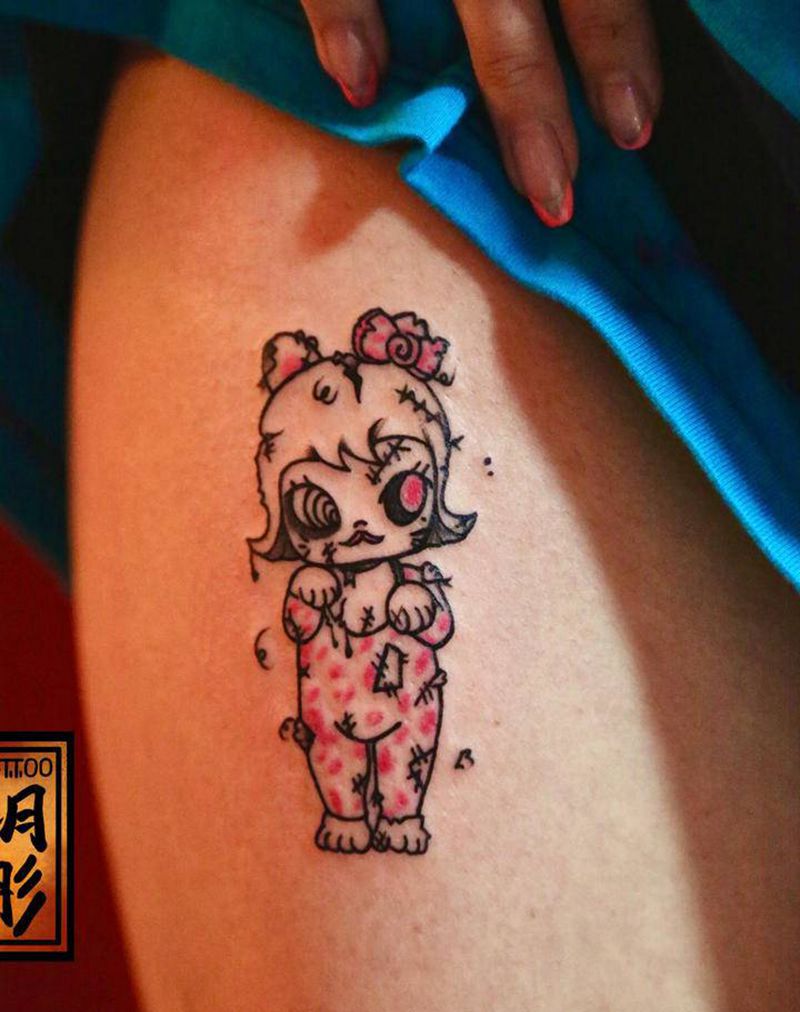 暗黑Molly私人定制纹身图片_腿部纹身图案