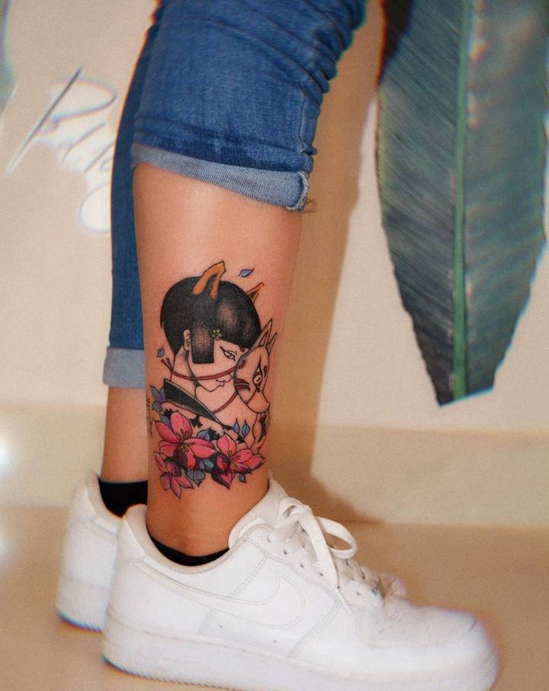 遮盖纹身图片_脚部新传统纹身图案