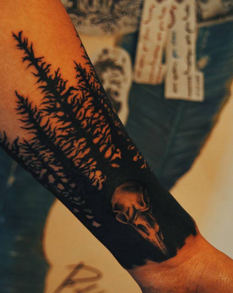 不死鸟纹身图片_手臂图腾欧美写实纹身图案