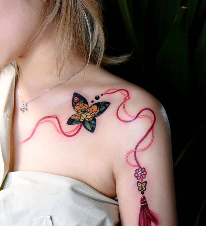 平安节纹身图片_肩部New School中国风纹身图案