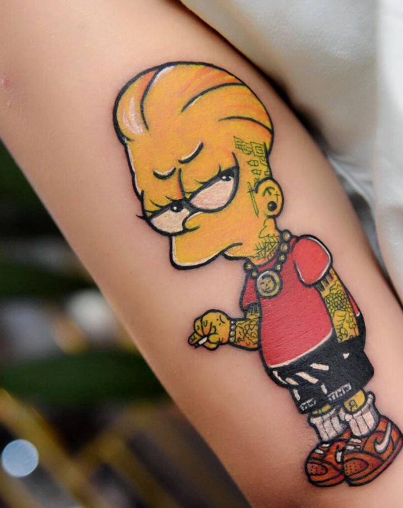 社会辛普森纹身图片_手臂New School纹身图案