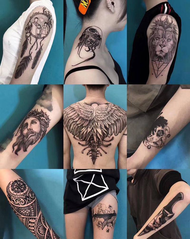 。纹身图片_颈部背部纹身图案