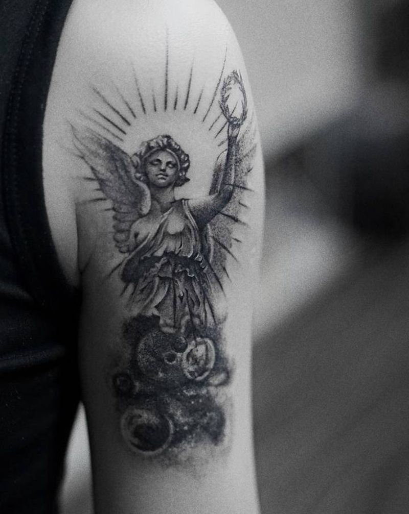 石膏纹身图片_手臂欧美写实纹身图案