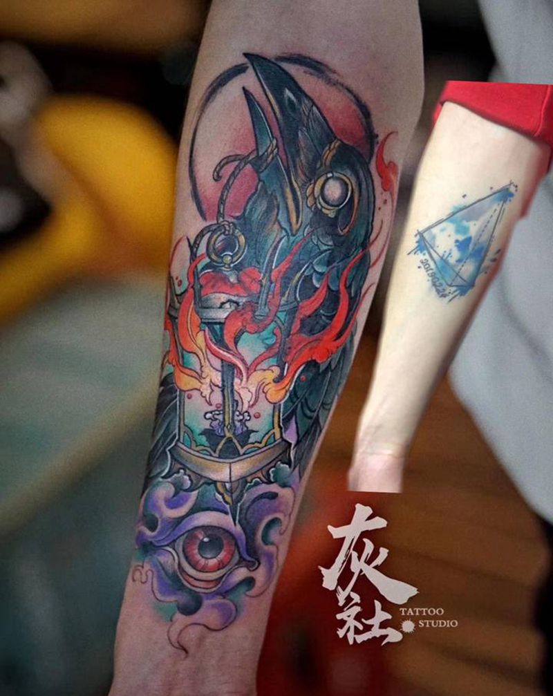 遮盖纹身图片_手臂New School遮盖纹身图案