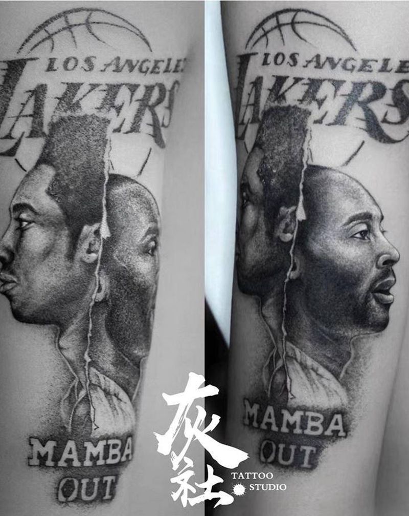 科比纹身图片_手臂欧美写实科比纹身图案