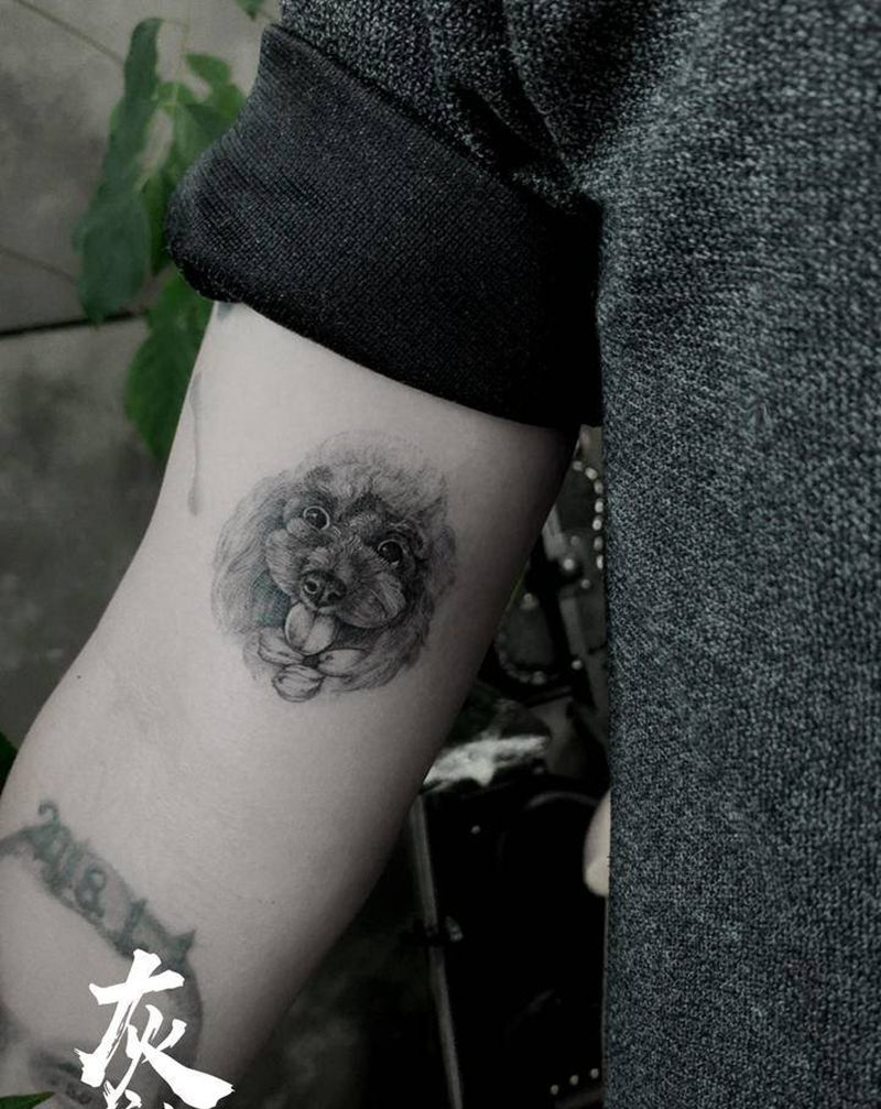 纪念自己养了6年的泰迪纹身图片_狗纹身图案