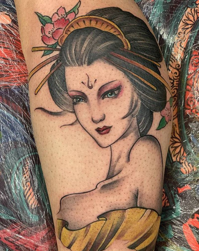 艺伎纹身图片_新传统纹身图案