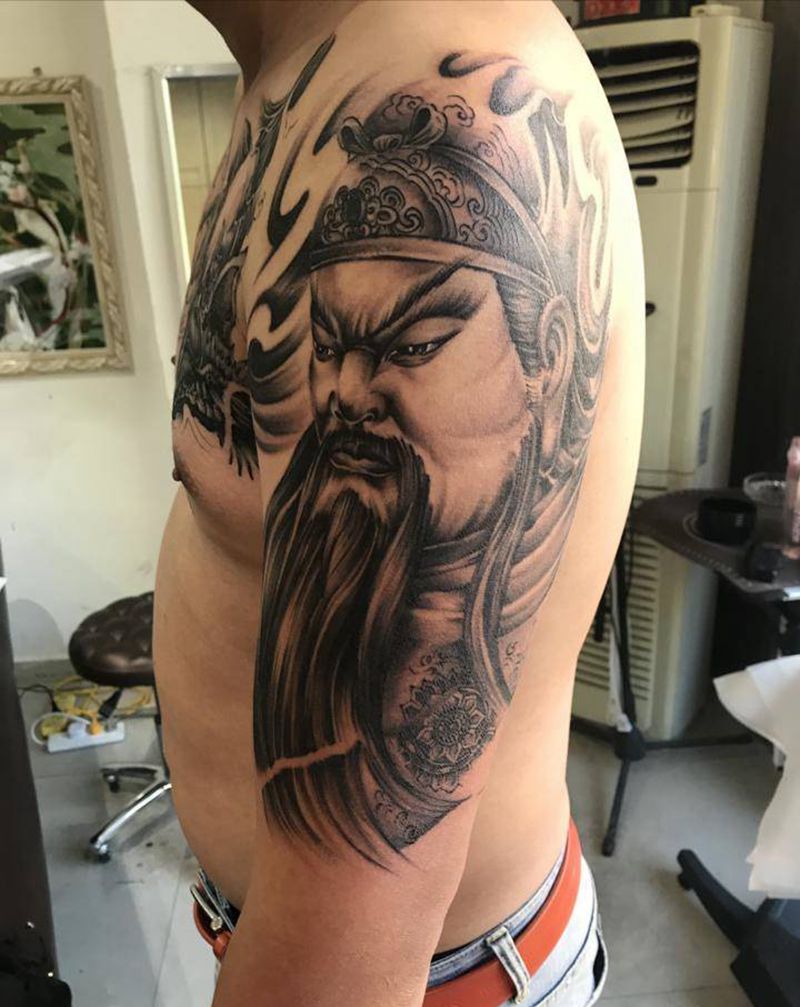 关公纹身图片_手臂新传统纹身图案