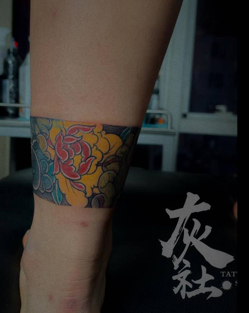 脚环遮盖纹身图片_老传统纹身图案