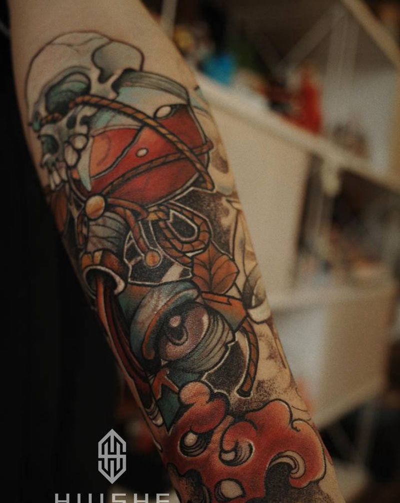 天秤座♎️水瓶座♒️纹身图片_手臂New School纹身图案