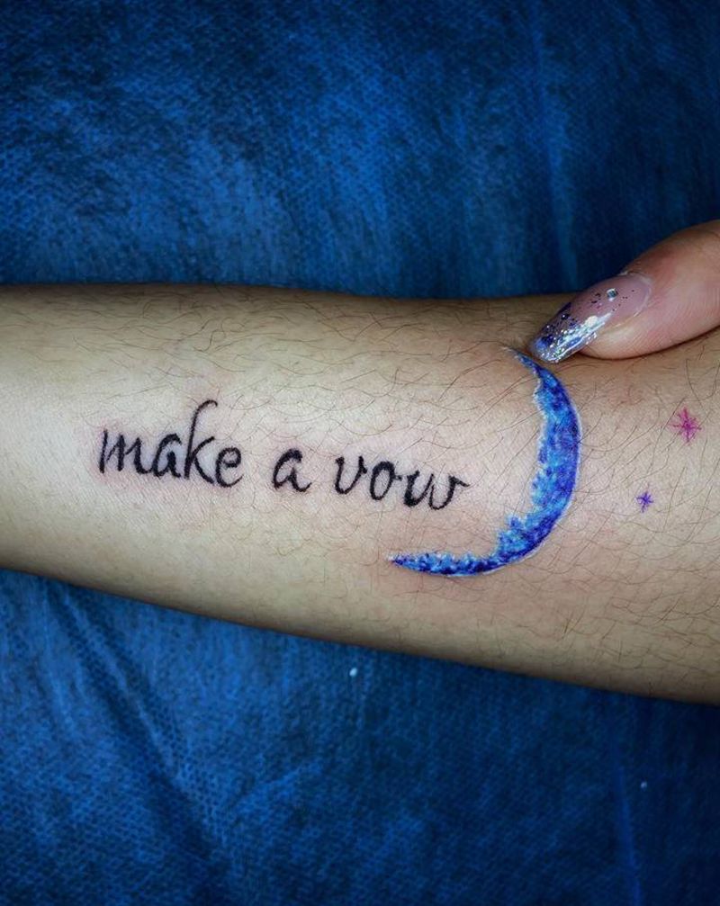 月亮小清新纹身图片_手臂小清新纹身图案