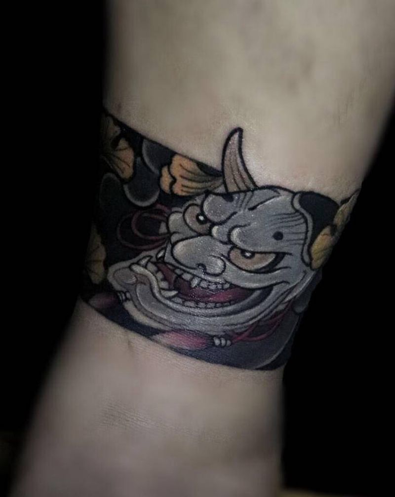 传统脚环纹身图片_手臂脚部老传统般若 脚环纹身图案