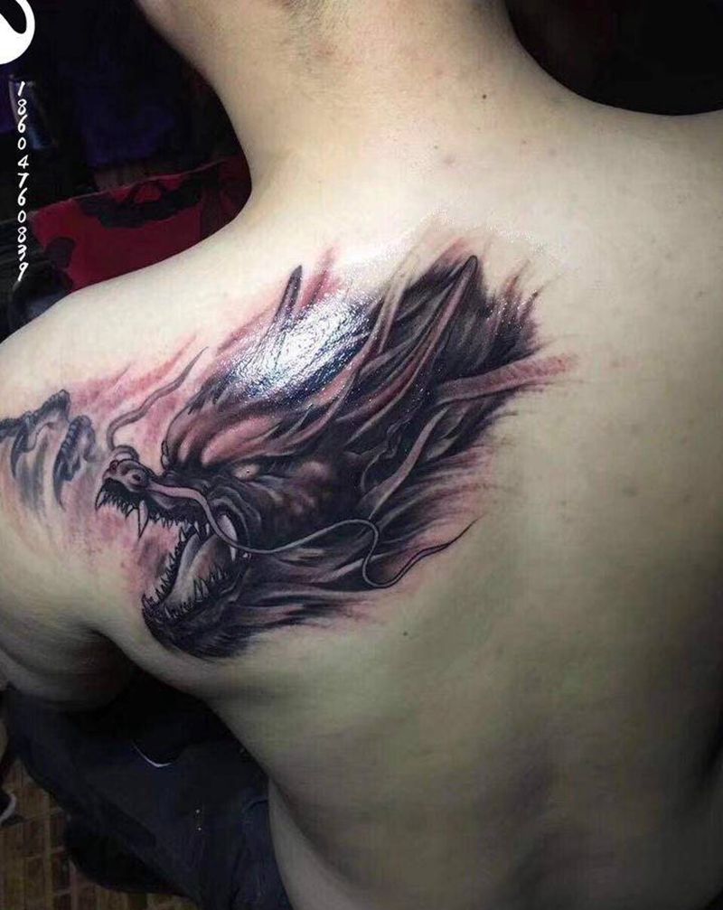 龙头纹身图片_新传统纹身图案