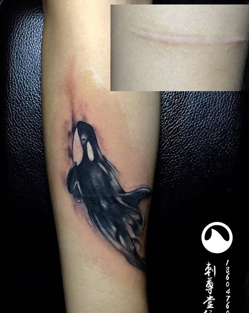 遮盖纹身图片_手臂水墨纹身图案