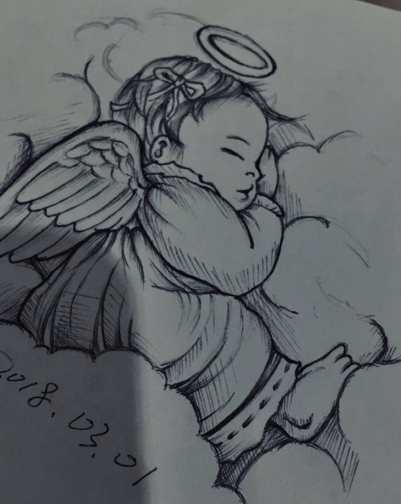 小天使纹身纹身图片_手臂生日天使纹身图案