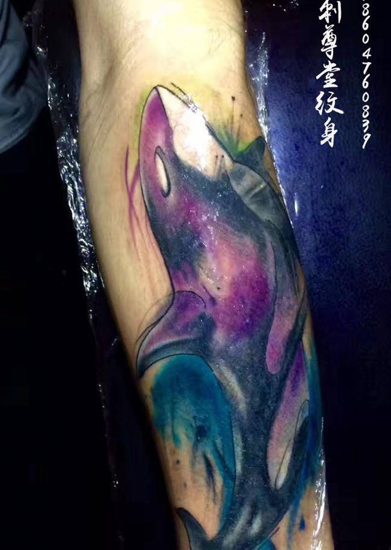 遮盖纹身图片_手臂水墨水彩纹身图案