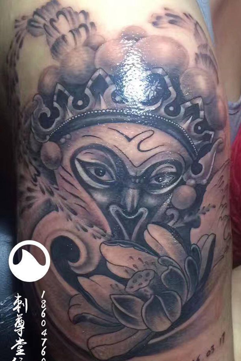 猴哥纹身图片_手臂新传统老传统纹身图案
