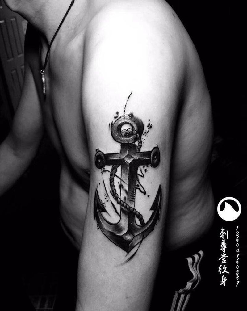 船锚纹身图片_手臂New School纹身图案