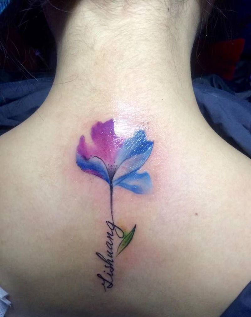 色彩纹身图片_背部水彩纹身图案