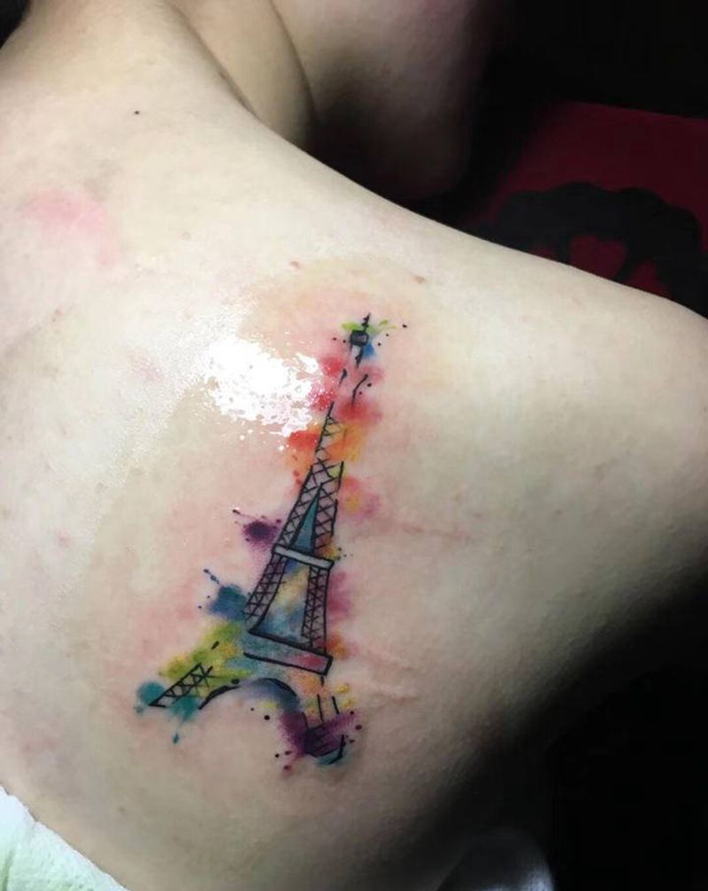 色彩纹身图片_手臂水彩纹身图案