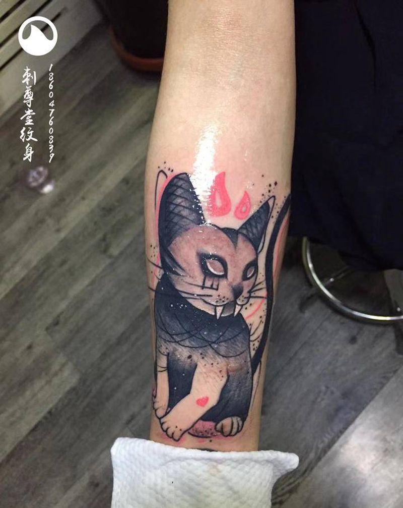 刺尊堂纹身-v纹身图片_手臂水彩New School纹身图案