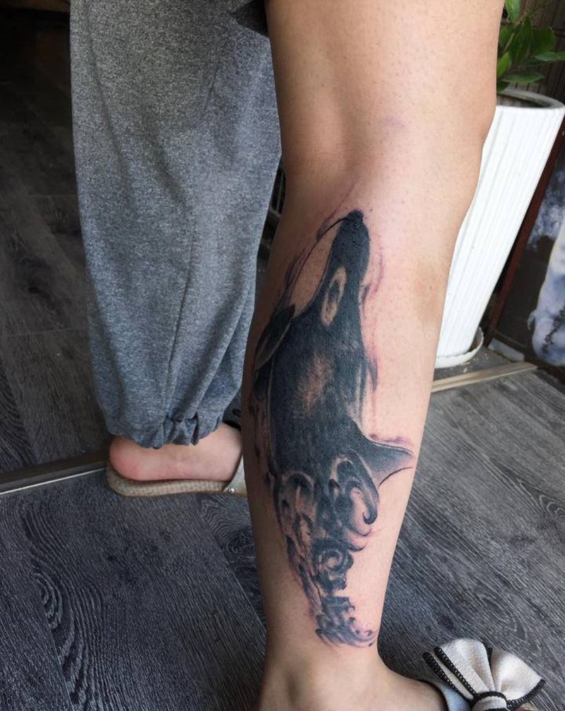 刺尊堂纹身-遮盖纹身图片_腿部水墨纹身图案