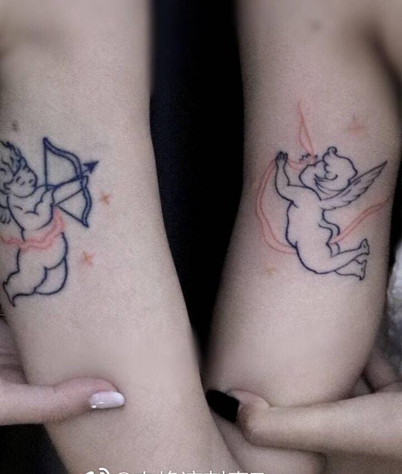 小天使纹身图片_手臂小清新女孩子纹身图案