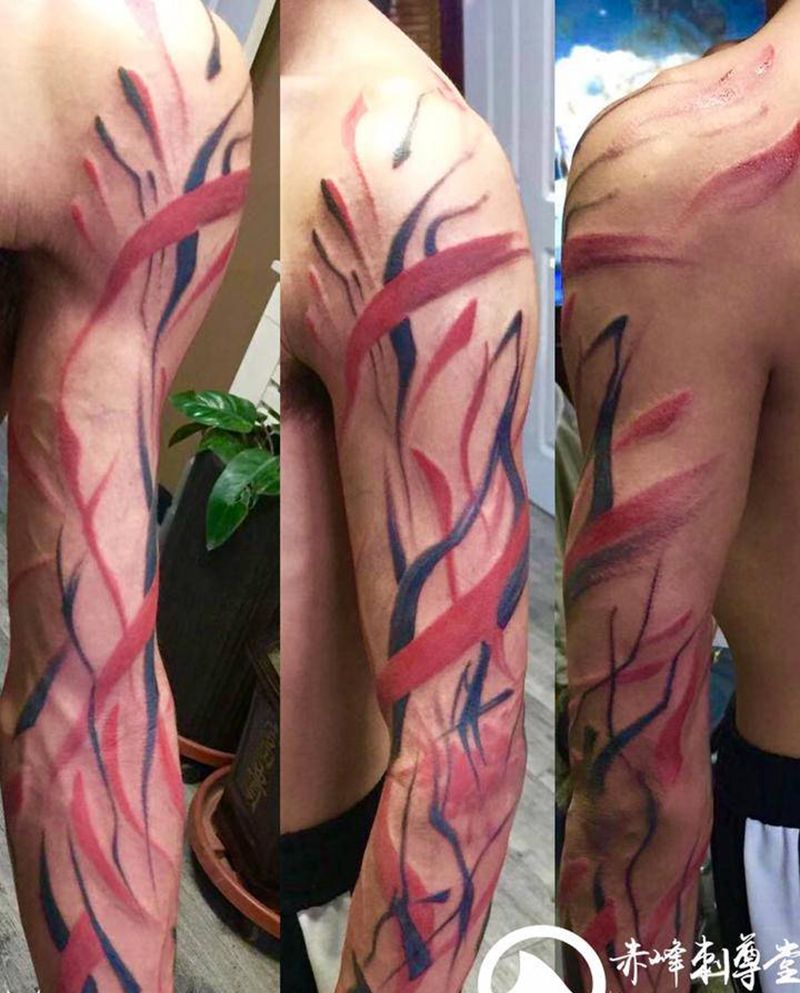 赤峰刺尊堂-水彩纹身图片_手臂水彩水墨纹身图案