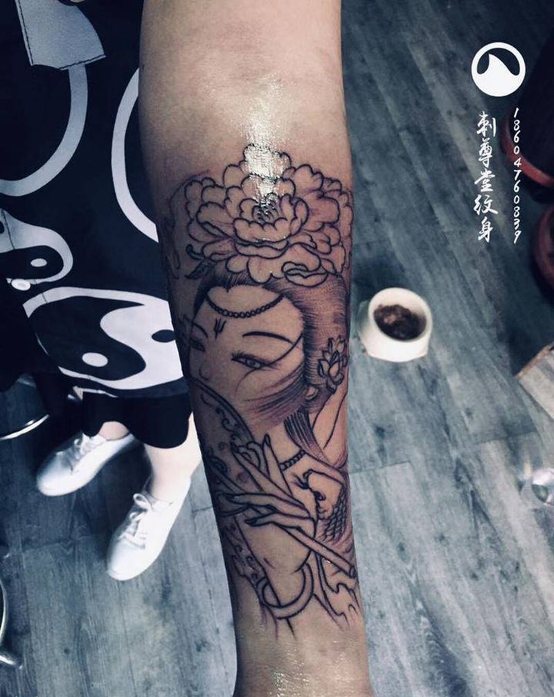 赤峰刺尊堂-线条纹身图片_手臂新传统纹身图案