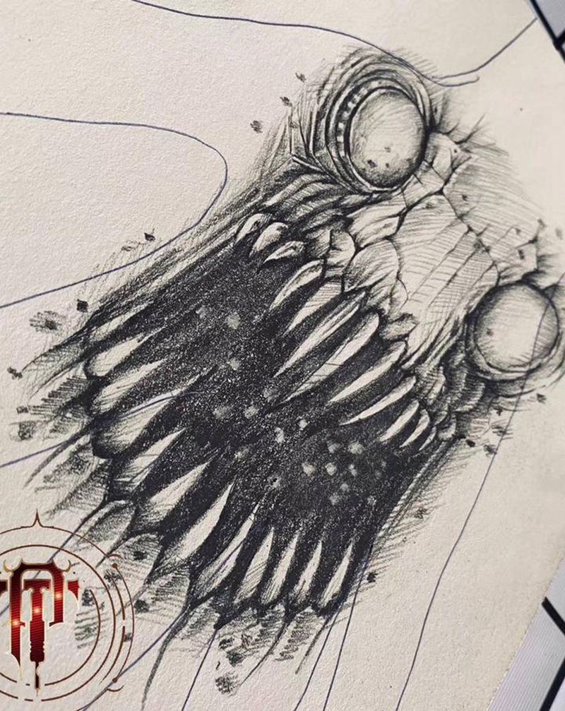 手背遮盖纹身图片_手部新传统恶魔纹身图案