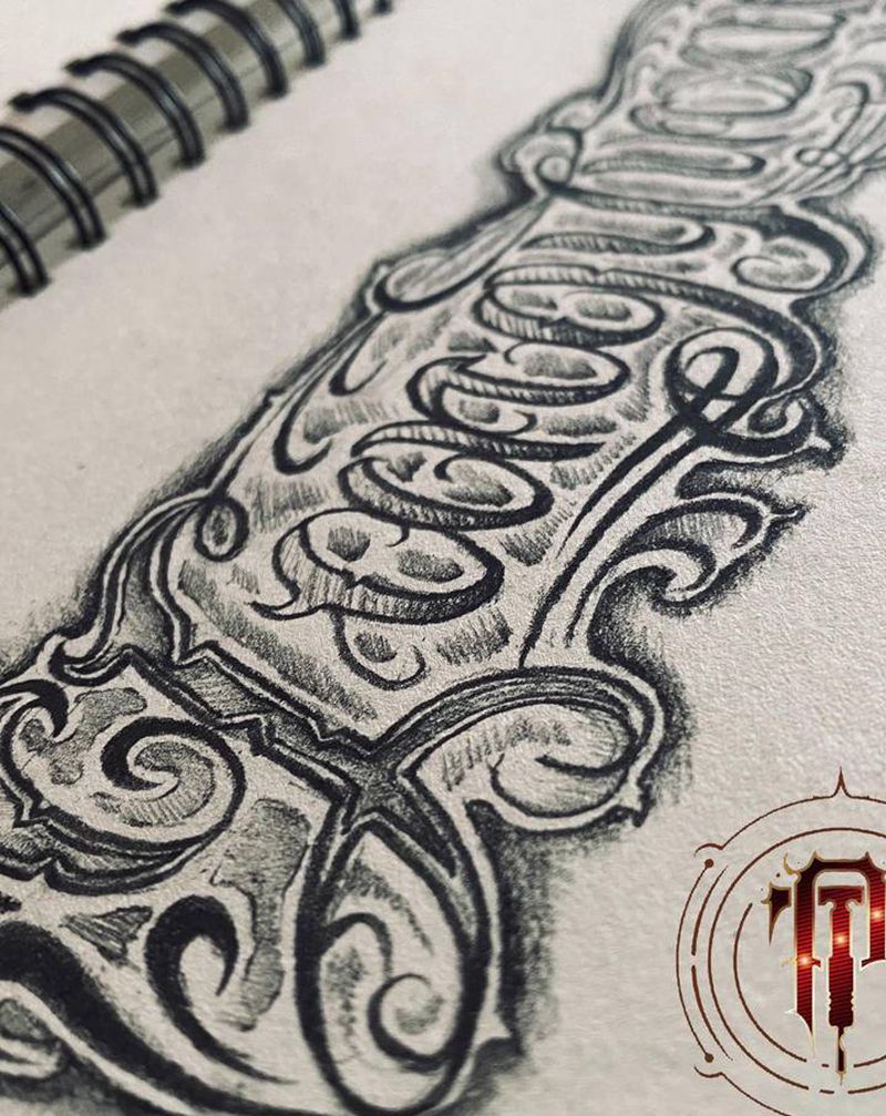 花体英文名字纹身图片_手臂花体字名字英文花体纹身图案