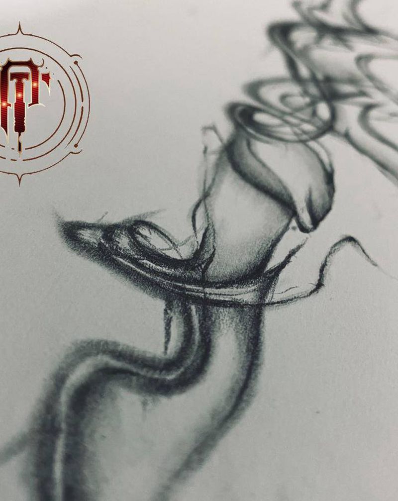 烟雾纹身图片_手臂新传统烟雾水墨纹身图案