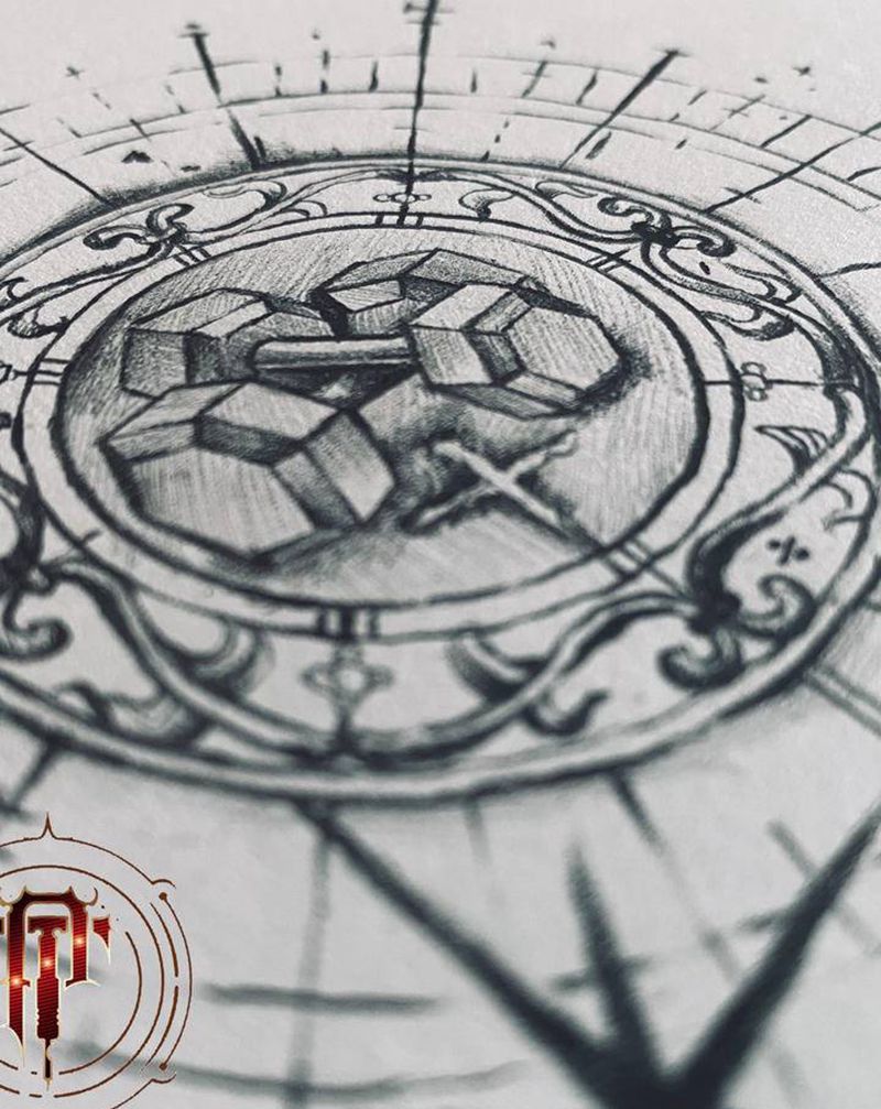 哑铃纹身图片_手臂新传统哑铃古典纹身图案