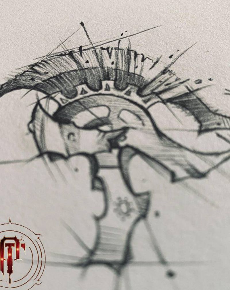 古罗马头盔纹身图片_手臂新传统头盔古罗马纹身图案