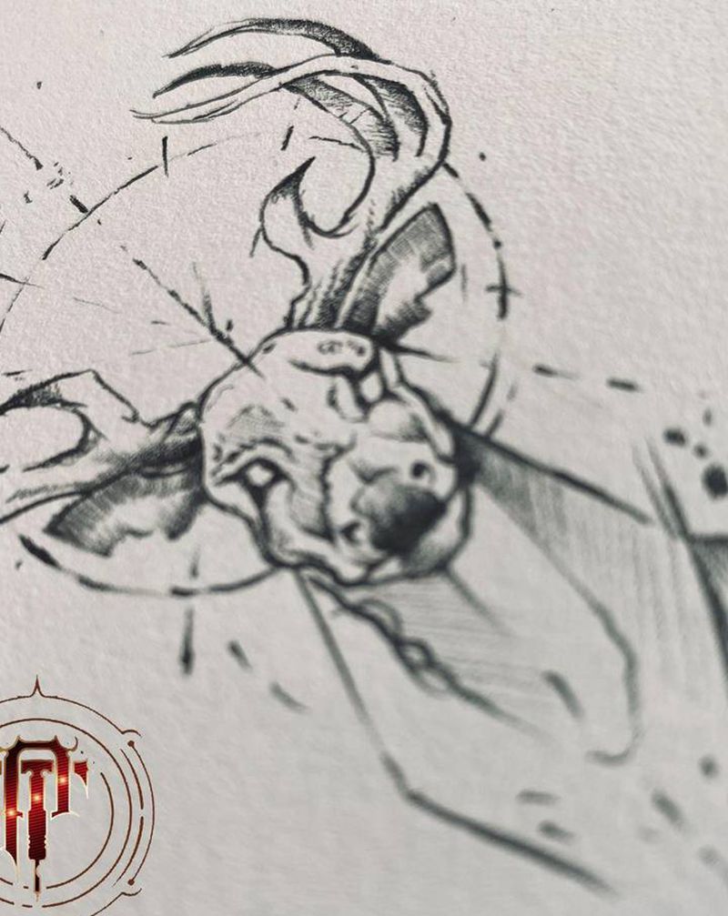 麋鹿纹身图片_肩部手臂新传统麋鹿纹身图案