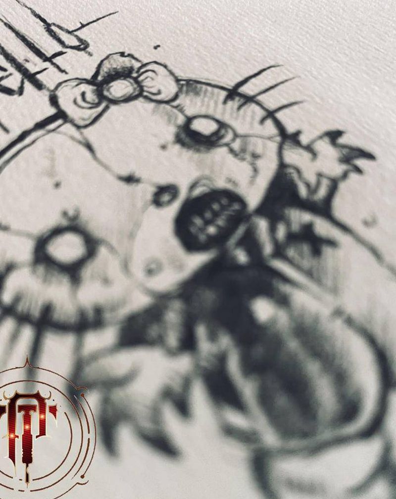 KT猫纹身图片_手臂新传统猫KT猫纹身图案