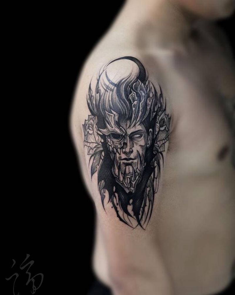 机械男纹身图片_手臂欧美写实几何男孩子欧美男大臂纹身图案