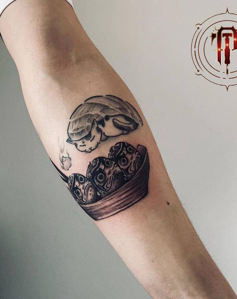 达摩小丸子纹身图片_手臂新传统达摩蛋纹身图案