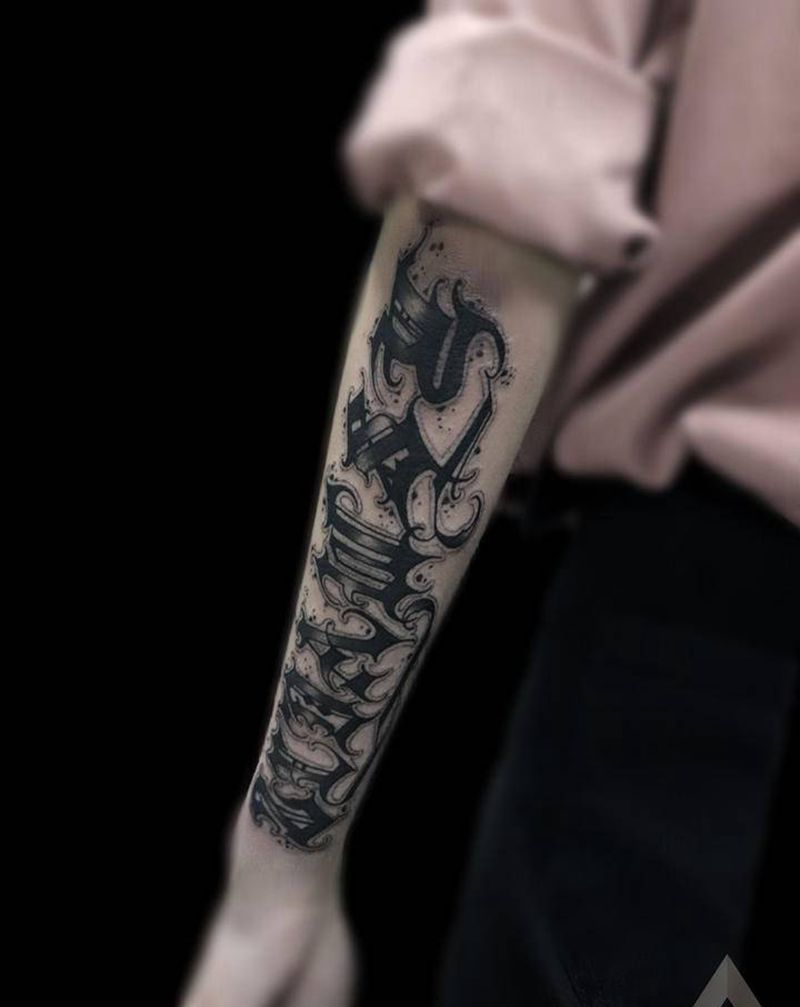 花体字纹身图片_手臂花体字花体字小臂赤峰纹身图案