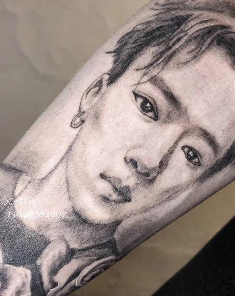 肖像纹身图片_手臂欧美写实New School纹身图案