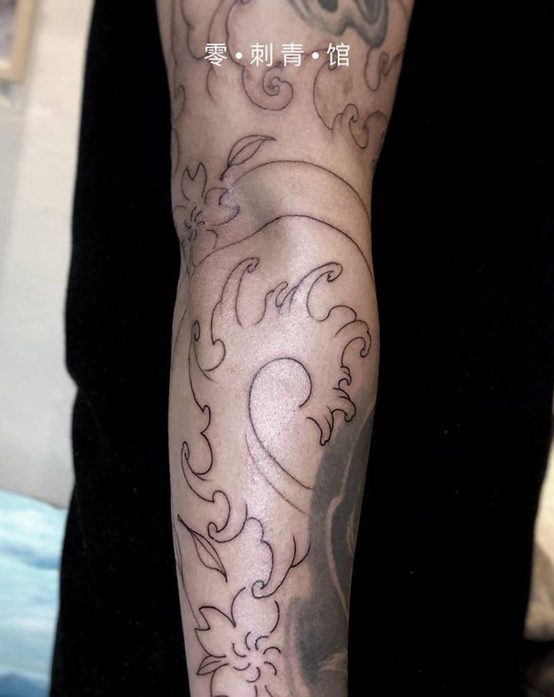 浪纹身图片_手臂老传统新传统纹身图案