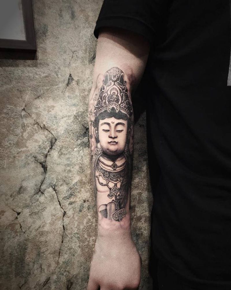 菩贤菩萨纹身图片_手部手臂新传统欧美写实纹身图案