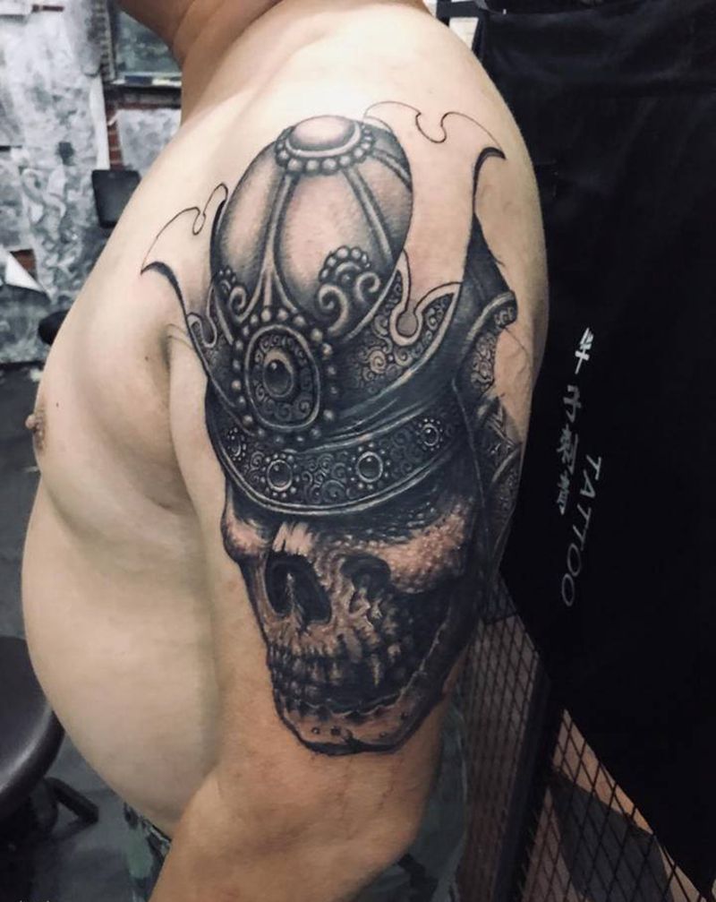 鬼武士纹身图片_手臂纹身图案