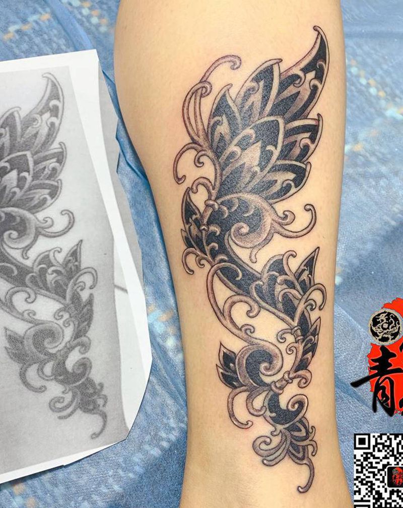 图腾花❀纹身图片_腿部图腾纹身图案